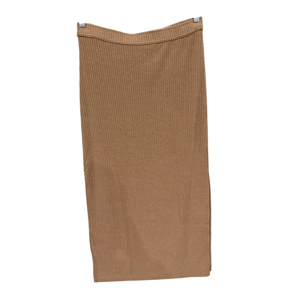 Abercrombie & Fitch Ribbed Midi Skirt in Camel | Size M